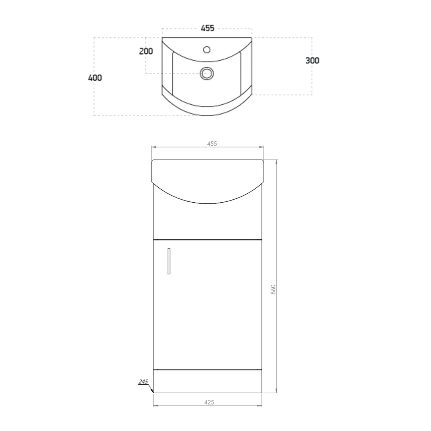 LANZA-450-BASINUNIT-GWTE_LINEDRAWING_001