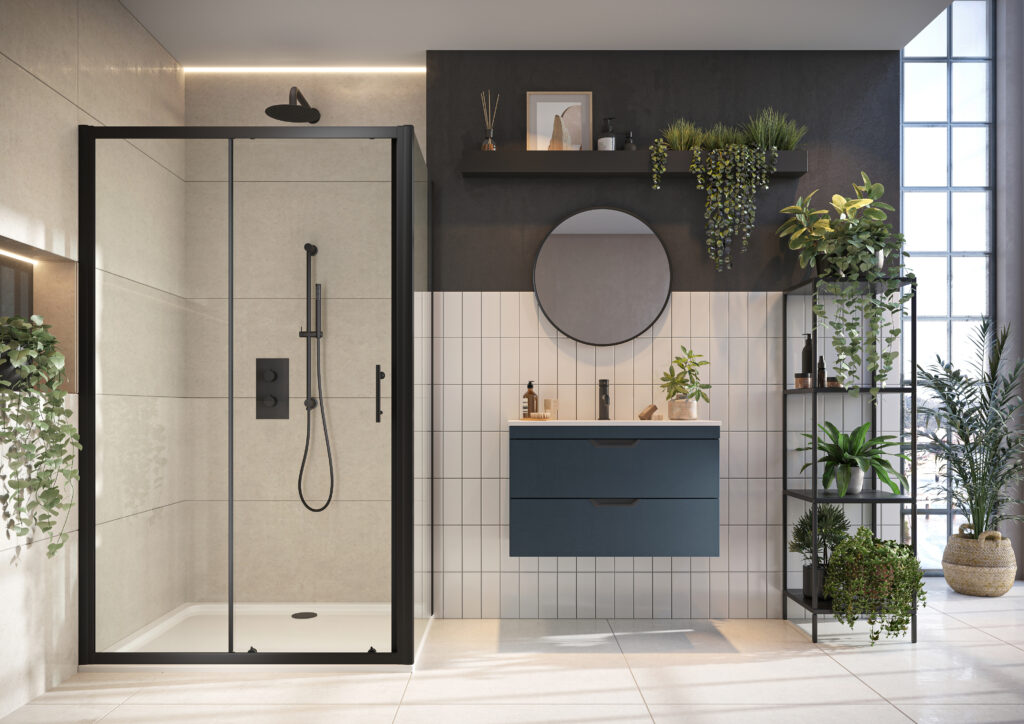 S6 Black Sliding Door 1000 | Scudo Bathrooms