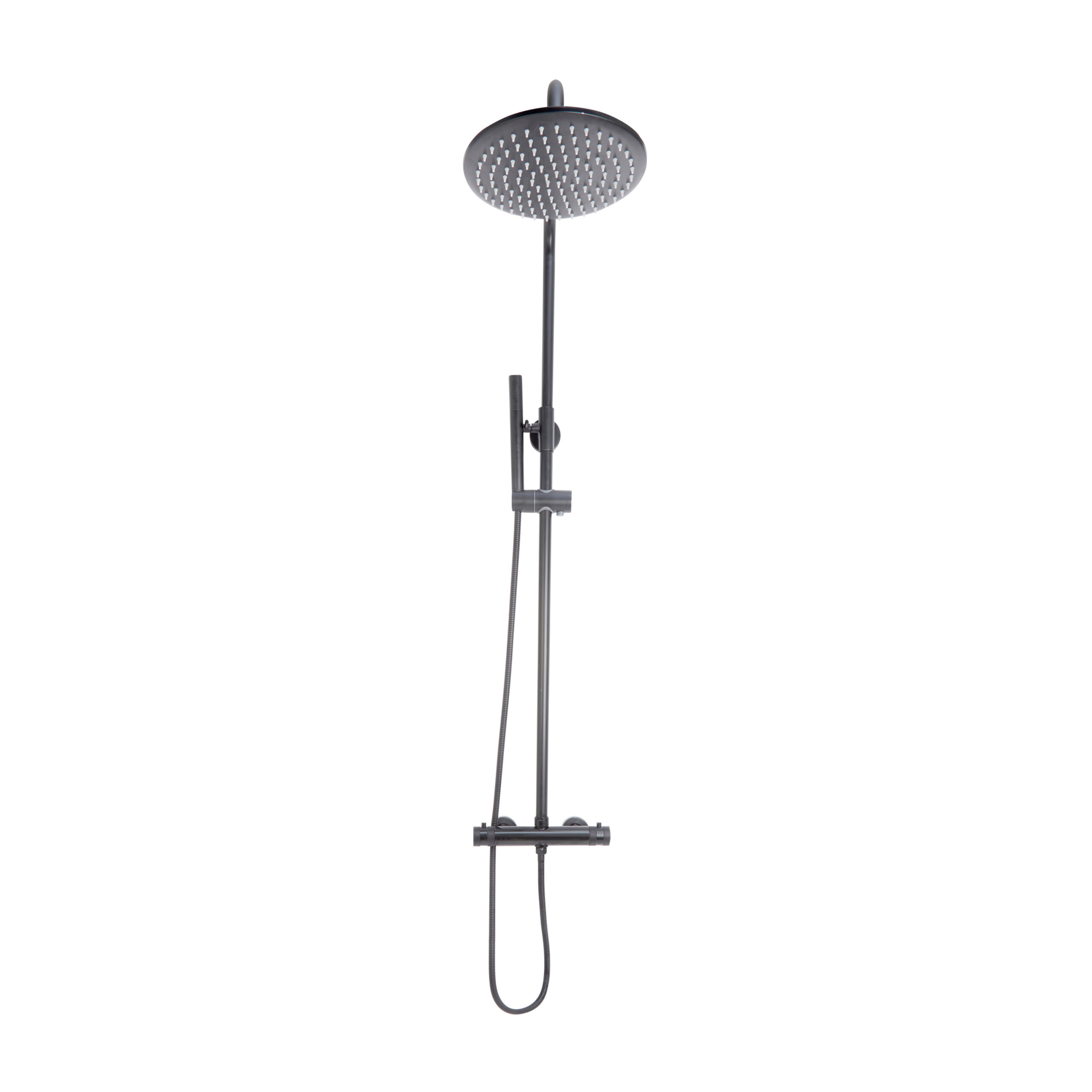 Core Gunmetal Round Rigid Riser Shower Scudo Bathrooms