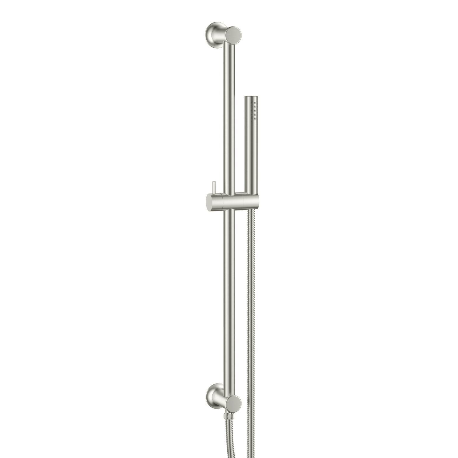 Hand Lever Machine Riser Riser Rail & Handset Including Hose Brushed Nickel | Scudo Bathrooms